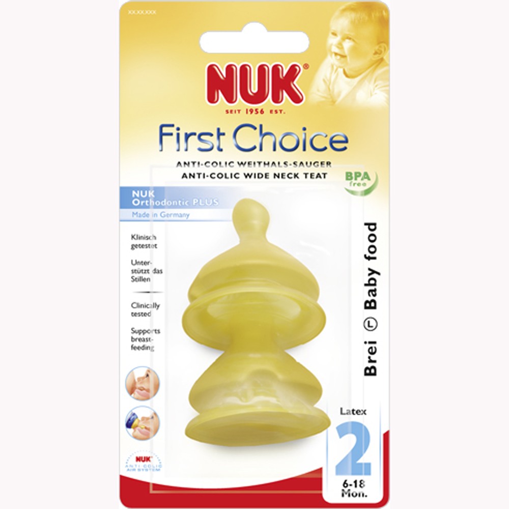 NUK FIRST CHOICE Anti Colic Weithals Sauger Latex Gr 246 223 e 2 6 18 Monate 